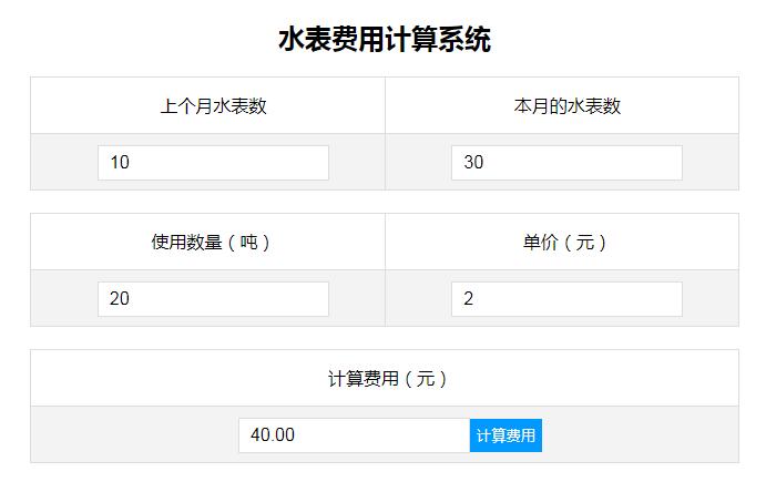 一個(gè)簡單的水費(fèi)用量計(jì)算系統(tǒng)代碼分享